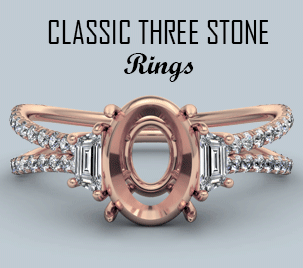 classic three stone semi mount